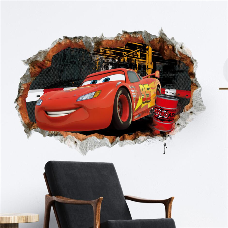 Lighting Mcqueen Decor - 3D Cartoon Lightning McQueen Wall Stickers