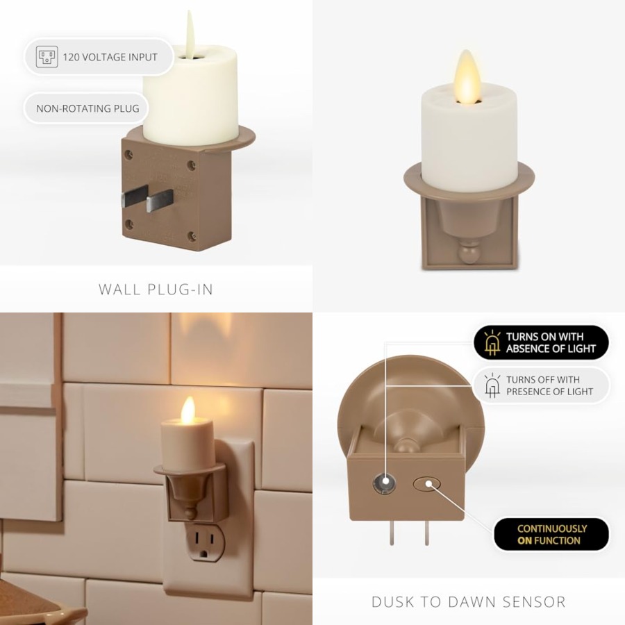 Decor Timeless Lighting - Flameless Candle Nightlight w/Dusk to Dawn