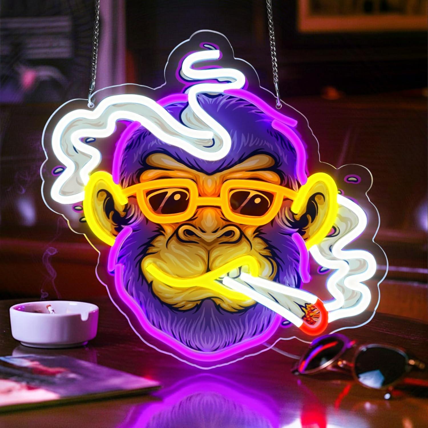 Unique Lighting Decor - Cool Monkey Neon Sign Smoking Monkey