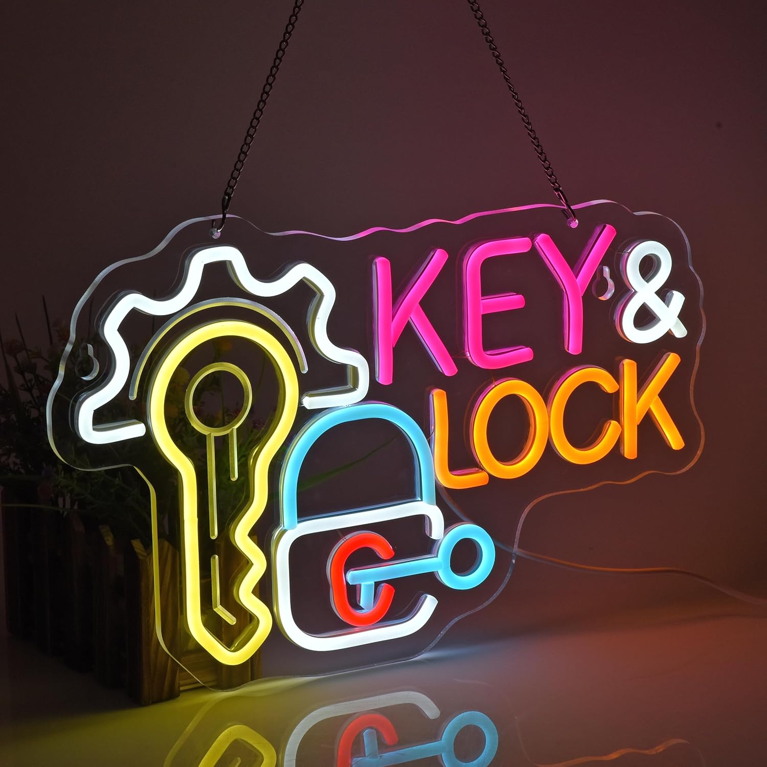 Key Lock Neon Sign Hanging Neo - Lighting Decor Rentals reseña y precio