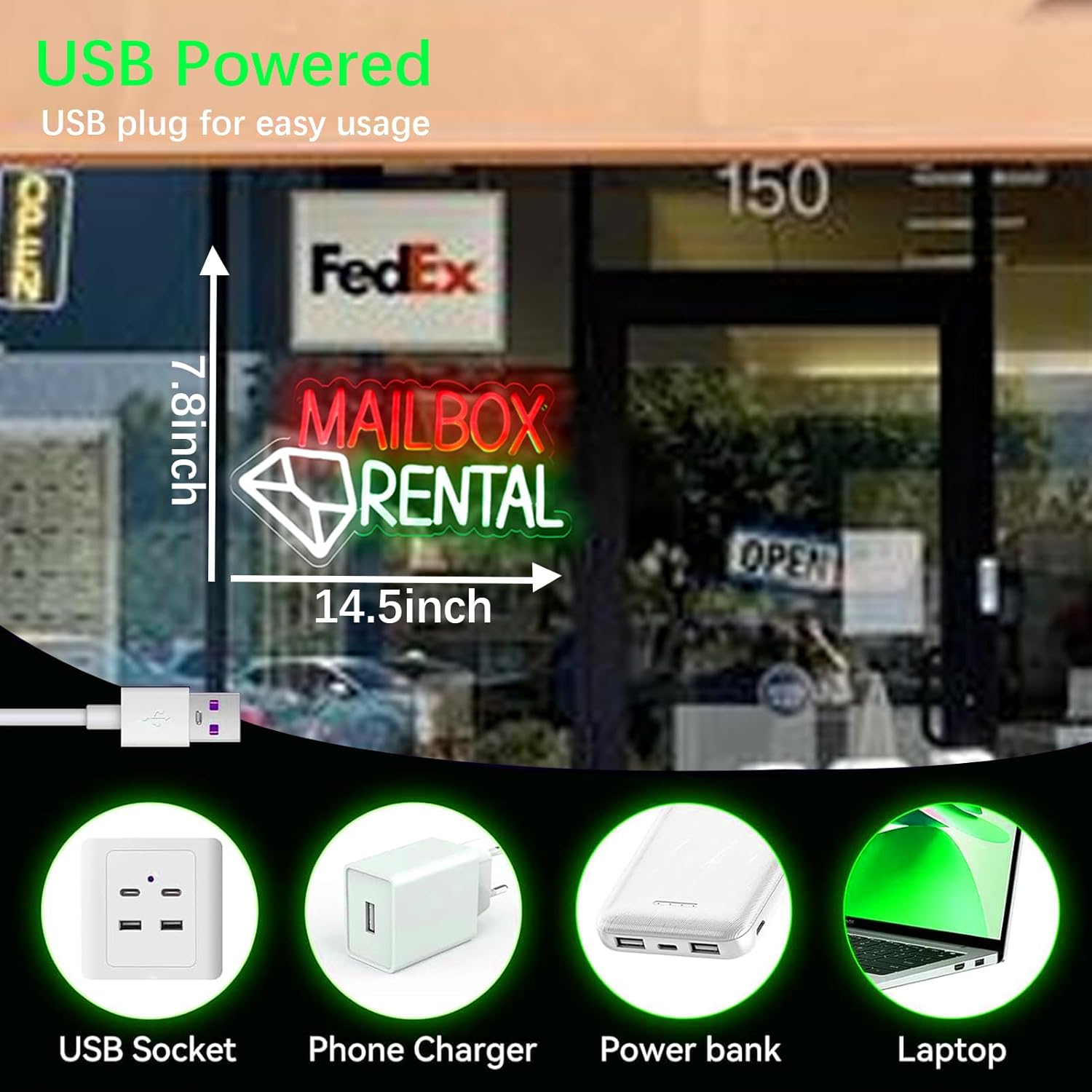 Mailbox Rental Neon Sign USB P - Lighting Decor Rentals reseña y precio