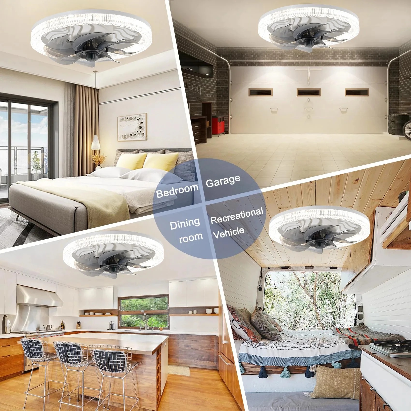 Smart LED Ceiling Fan Light wi - Touch Dimmer Lamp reseña y precio