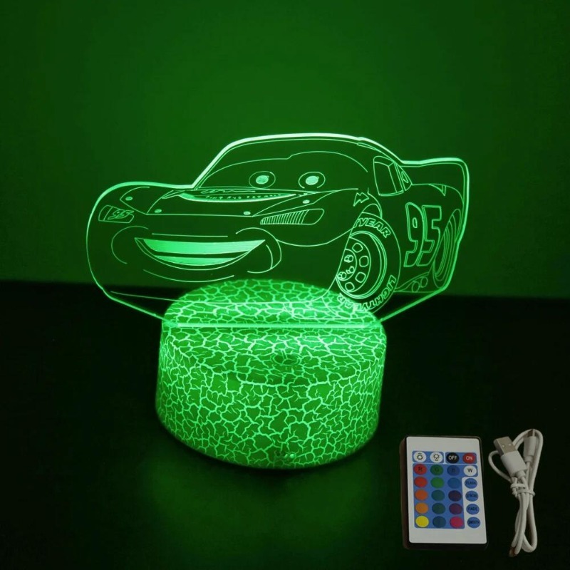 DSN Cute Car 3D Lamp LED Night - Lighting Mcqueen Decor reseña y precio