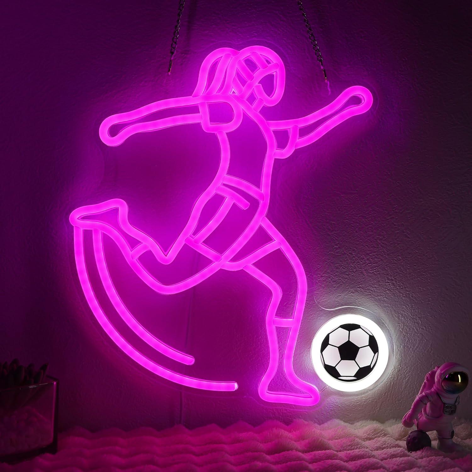 Soccer Neon Sign Sport USB Pow - Unique Lighting Decor reseña y precio