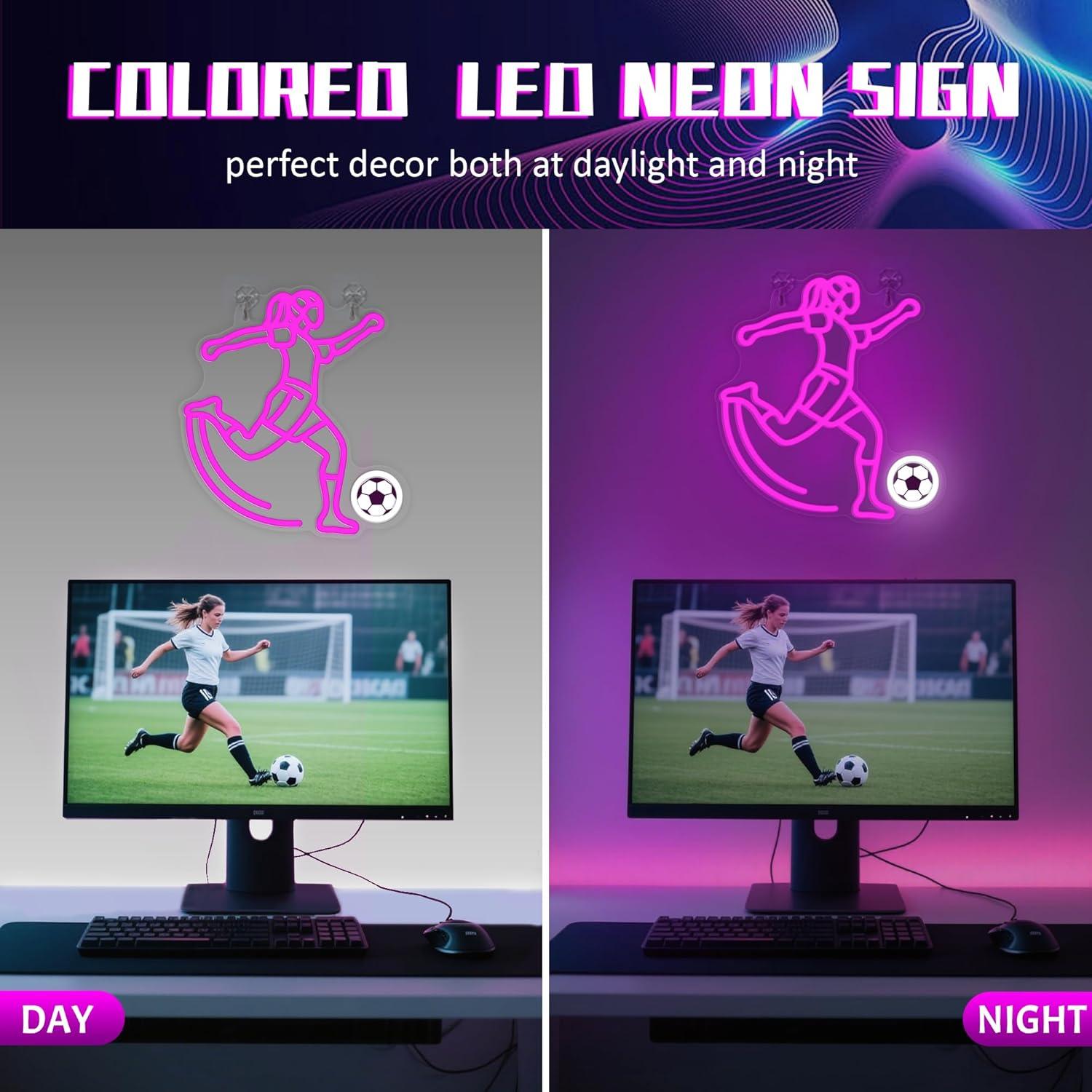 Soccer Neon Sign Sport USB Pow - Unique Lighting Decor reseña y precio
