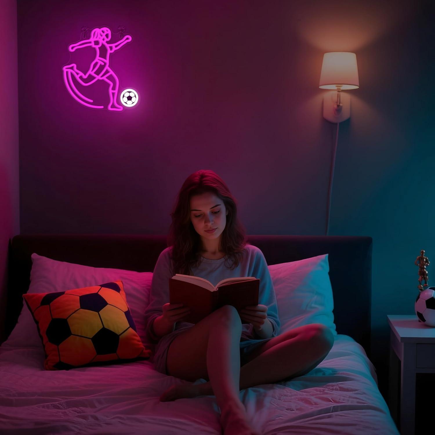 Soccer Neon Sign Sport USB Pow - Unique Lighting Decor reseña y precio