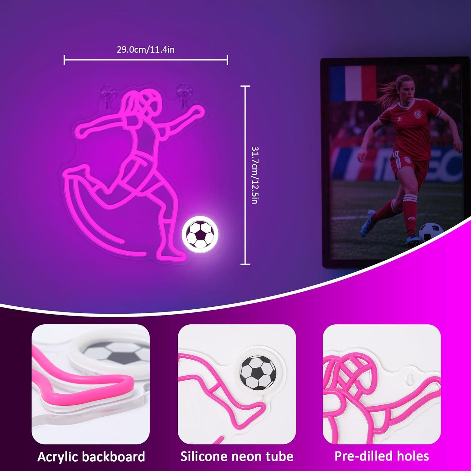 Soccer Neon Sign Sport USB Pow - Unique Lighting Decor reseña y precio