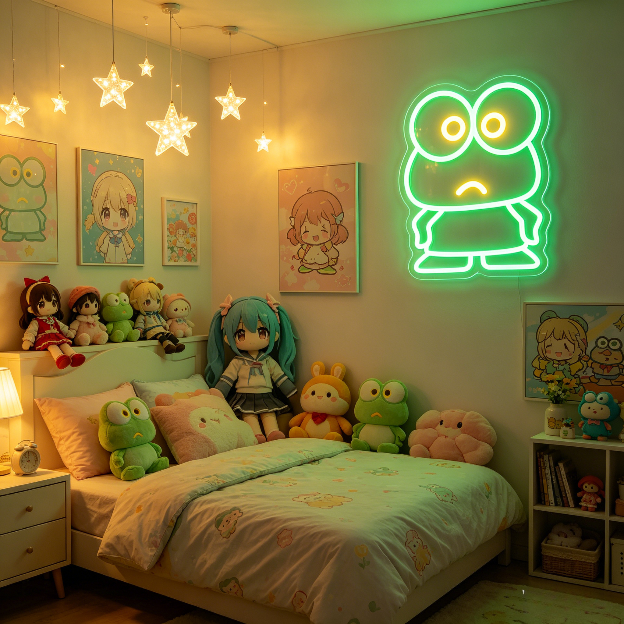 Cute Keroppi Neon Sign for Hom - Lighting Room Decor Items reseña y precio