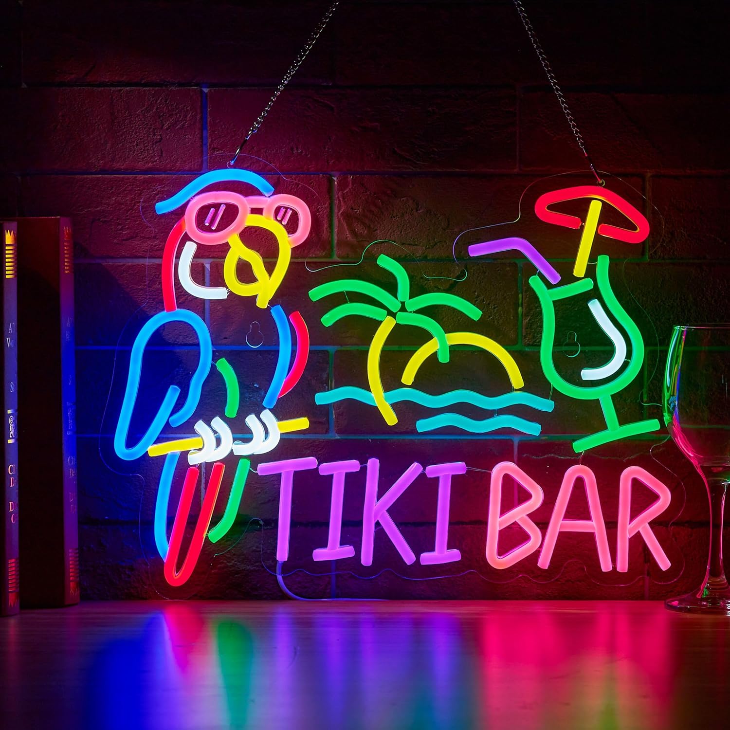 Tiki Bar Parrot Palm Tree Neon - Lighting Decor Ideas reseña y precio