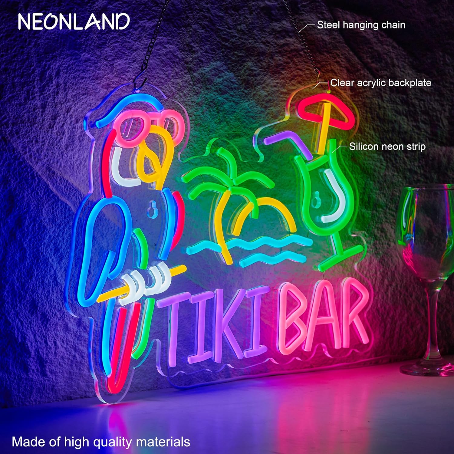 Tiki Bar Parrot Palm Tree Neon - Lighting Decor Ideas reseña y precio