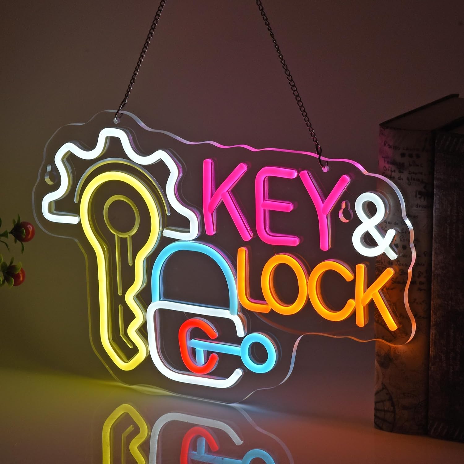 Key Lock Neon Sign Hanging Neo - Lighting Decor Rentals reseña y precio