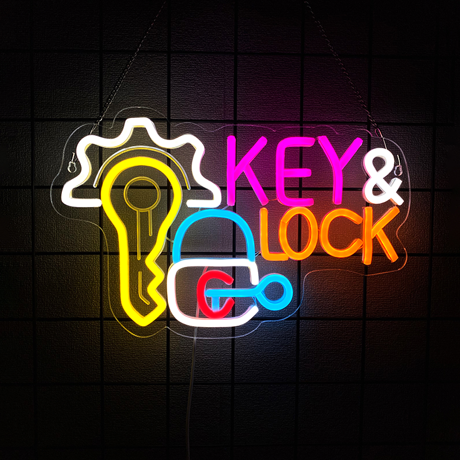 Key and Lock Neon Sign for Wal - Lighting Decor Rentals reseña y precio