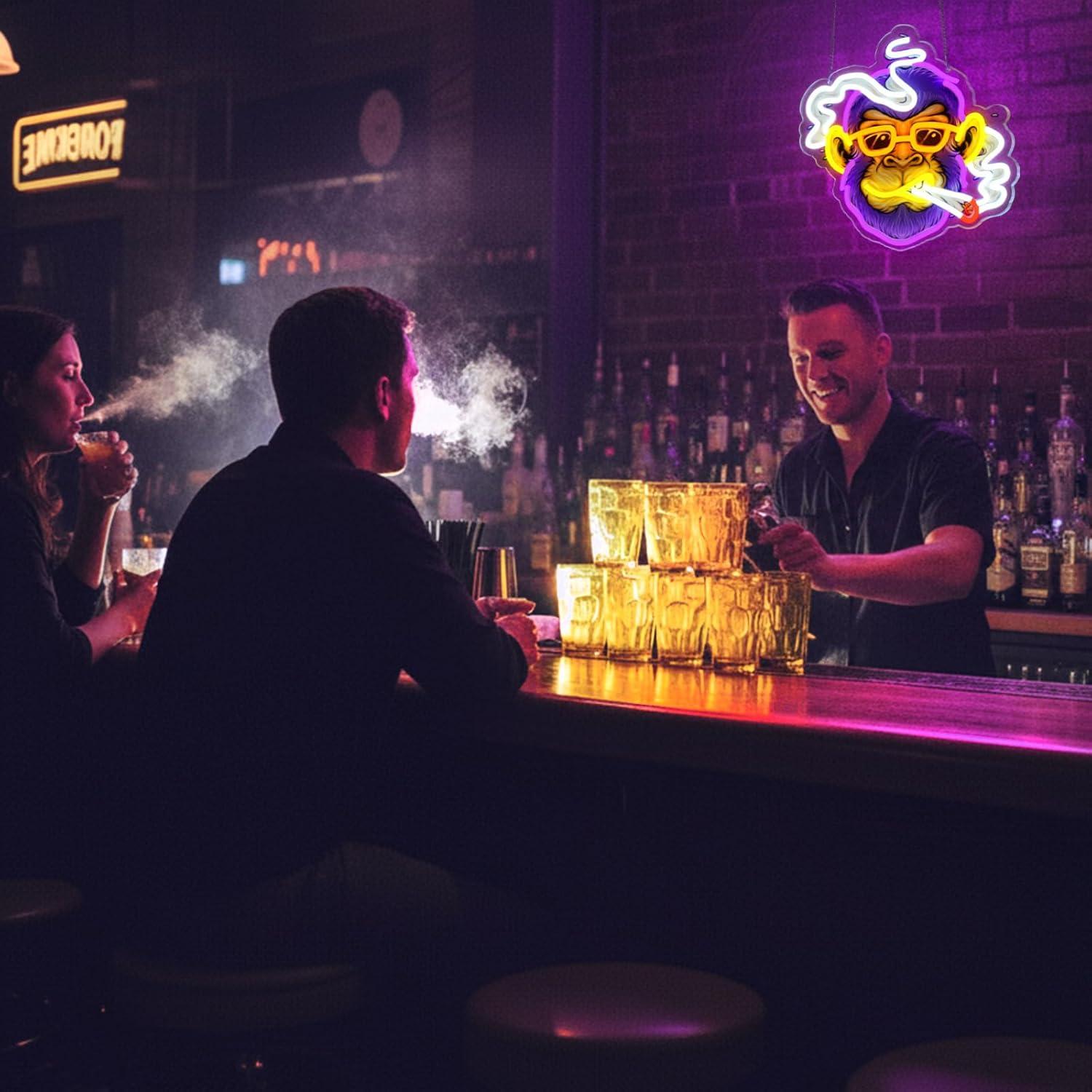 Cool Monkey Neon Sign Smoking  - Unique Lighting Decor reseña y precio