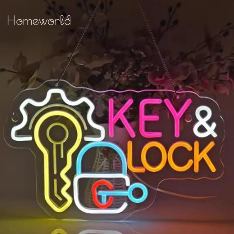 Key Lock Neon Sign Hanging Neo - Lighting Decor Rentals reseña y precio